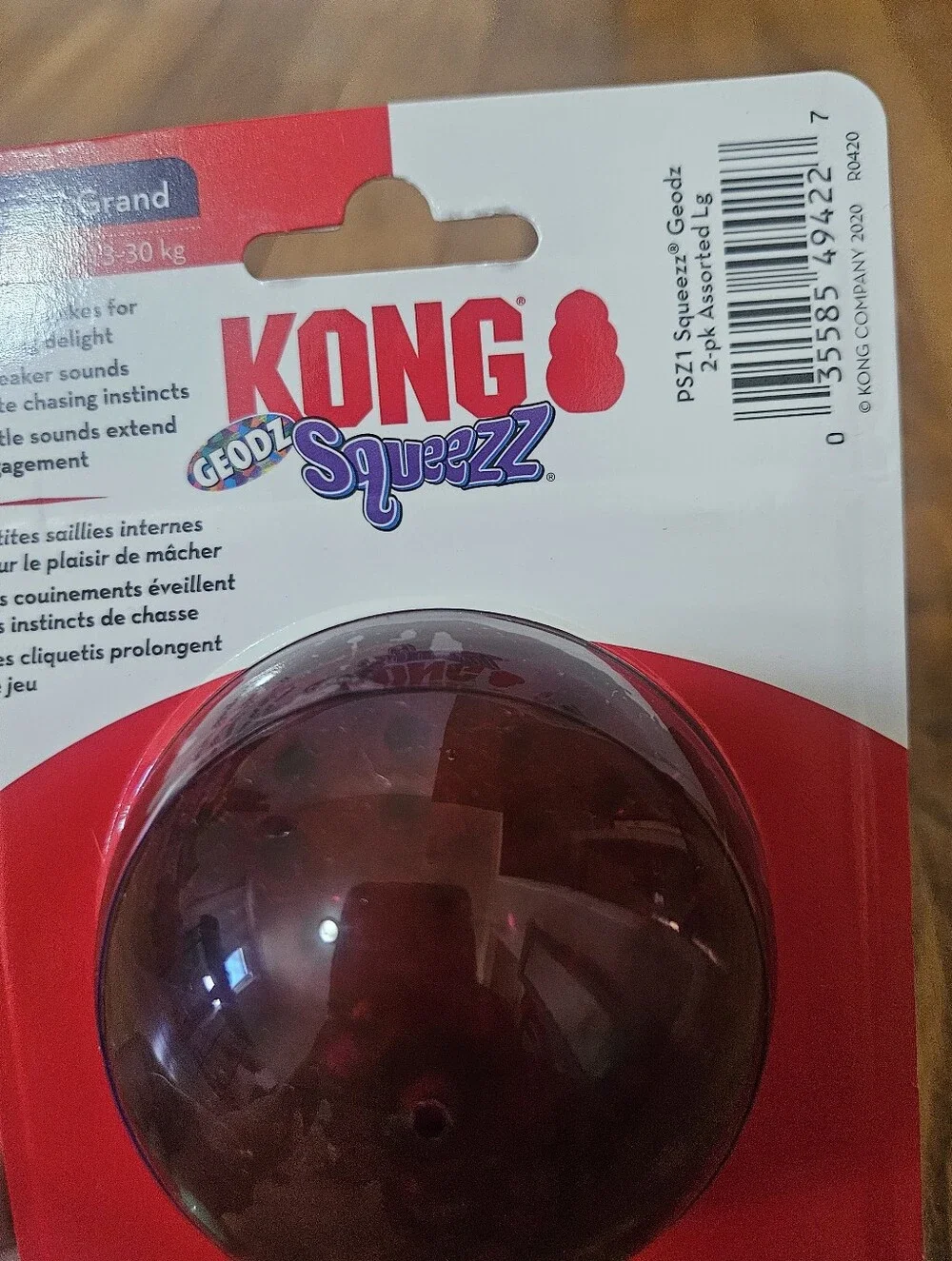 NIB Set Of 2 Balls KONG Geodz Squeezz Balls Dog Toy Duo Size Large Squeaks